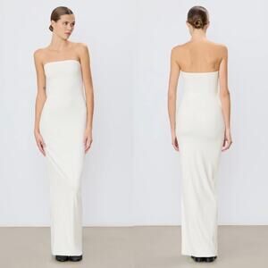 NWT‎ Eterne Butter Rib Tube Maxi Dress in Cream Size Medium